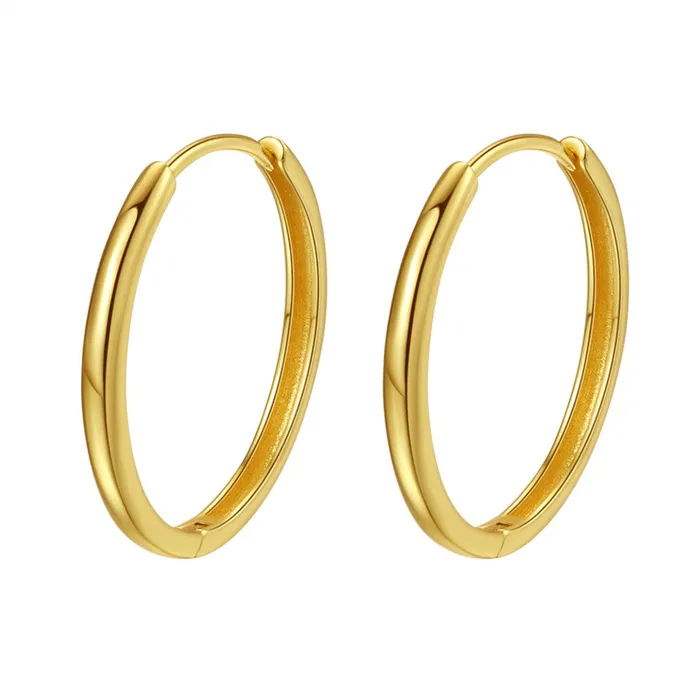 Hey Happiness Mid Chunky Hoop Earrings Sterling Silver Earrings