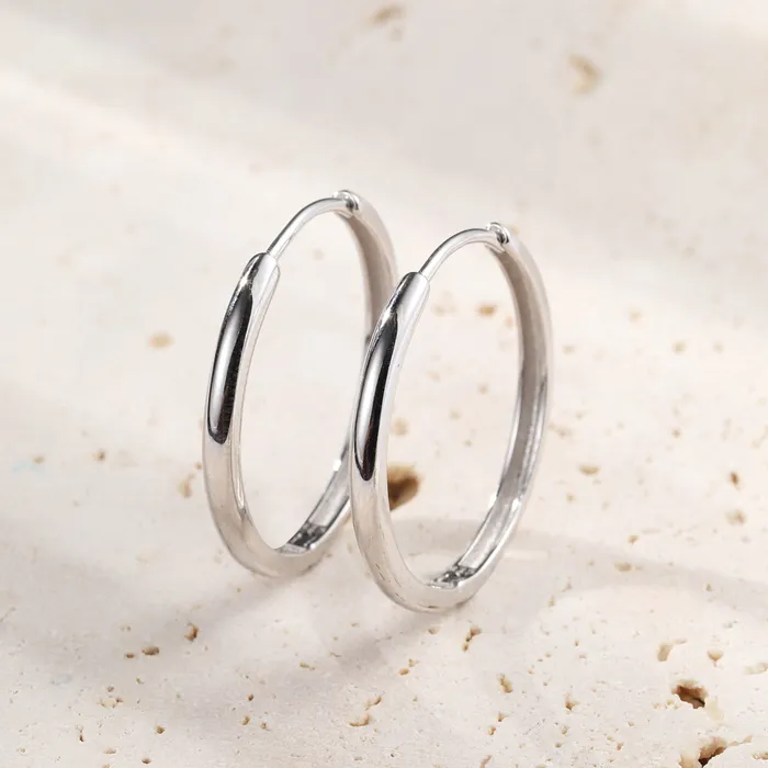 Hey Happiness Mid Chunky Hoop Earrings Sterling Silver Earrings