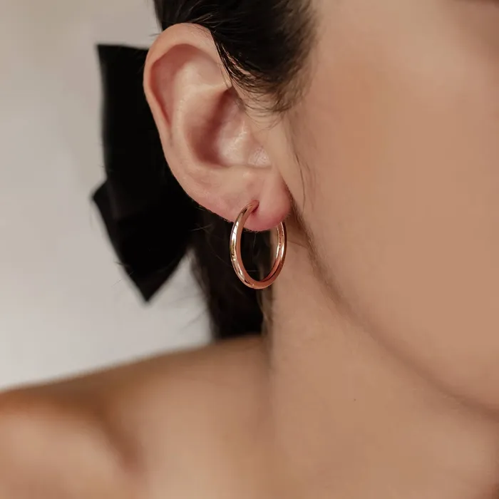 Hey Happiness Mid Chunky Hoop Earrings Sterling Silver Earrings