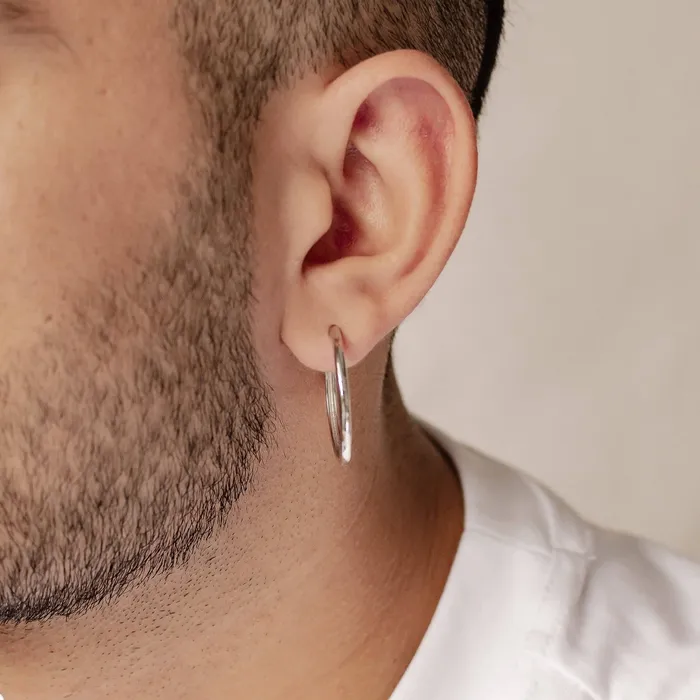 Hey Happiness Mid Chunky Hoop Earrings Sterling Silver Earrings