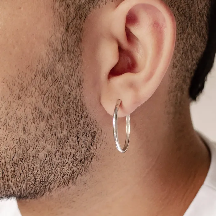 Hey Happiness Mid Chunky Hoop Earrings Sterling Silver Earrings