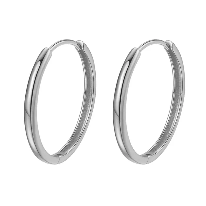 Hey Happiness Mid Chunky Hoop Earrings Sterling Silver Earrings
