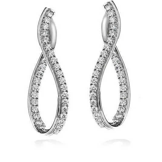 Hoop Earrings Gold White 14K 320 Carats Round Cut Natural Earth Mined Diamonds Ladies GB Earrings