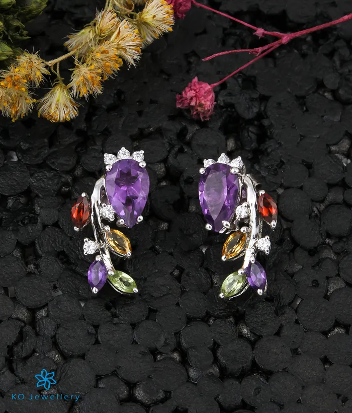 Imported Earrings The Rainbow Silver Gemstone Earrings