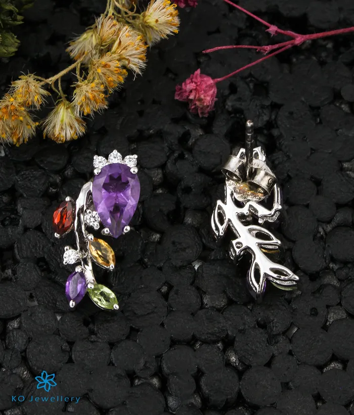 Imported Earrings The Rainbow Silver Gemstone Earrings