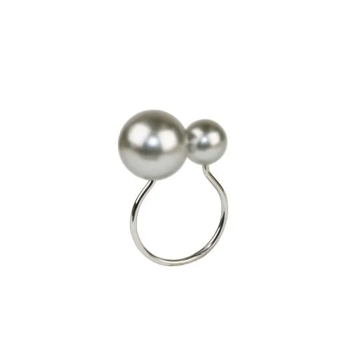 Kim Seybert Rings Kim Seybert Pearl Napkin Ring In Gray Silver Set of 4 Plastic 25 x 175