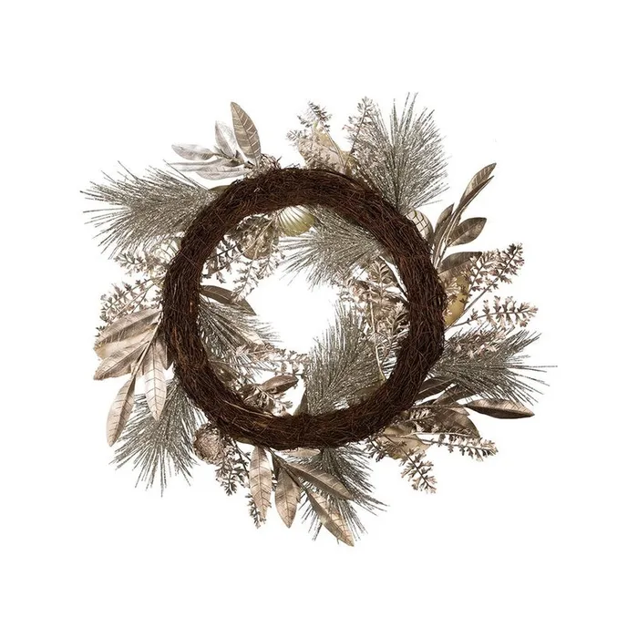 Kurt Adler Rings Kurt Adler 24 UnLit Silver and Gold Champagne Rattan Wreath Kurt Adler Rings Kurt Adler 24 UnLit Silver and Gold Champagne Rattan Wreath