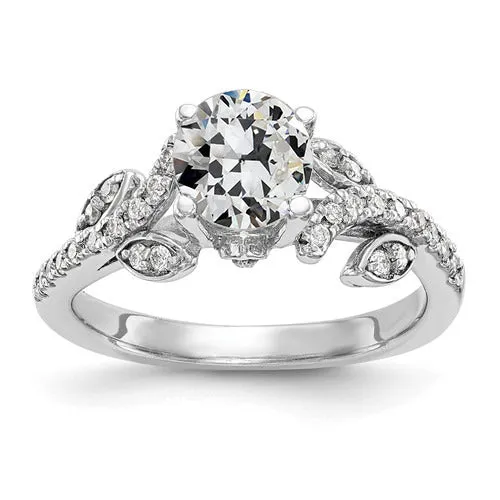 Ladys Ring Round Old Mine Cut Genuine Natural Earth Mined Diamond Leaf Style 3 Carats 14K Gold HarryChadEntcom Rings Ladys Ring Round Old Mine Cut Genuine Natural Earth Mined Diamond Leaf Style 3 Carats 14K Gold HarryChadEntcom Rings