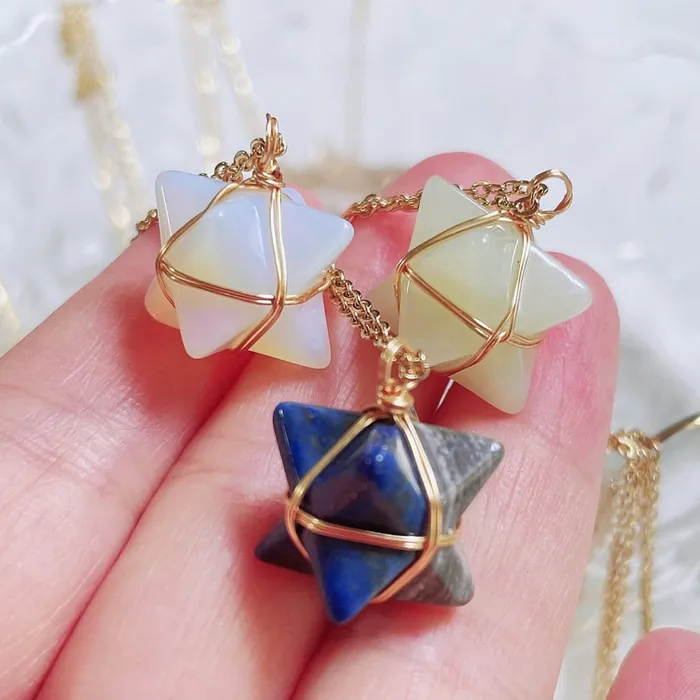 Life Changing Energy Necklaces Merkaba Crystal Stone Pendant Necklace Steel Chain