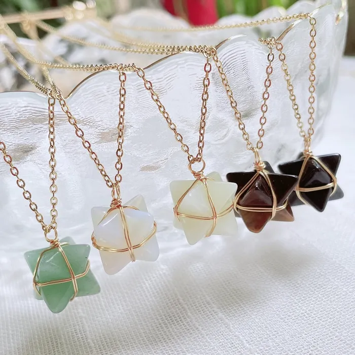 Life Changing Energy Necklaces Merkaba Crystal Stone Pendant Necklace Steel Chain