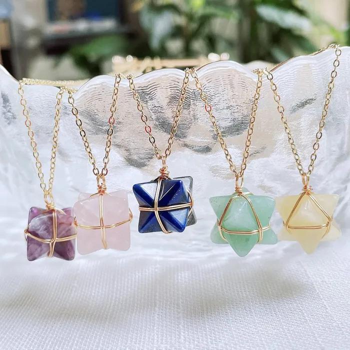 Life Changing Energy Necklaces Merkaba Crystal Stone Pendant Necklace Steel Chain