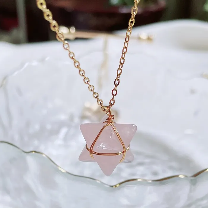 Life Changing Energy Necklaces Merkaba Crystal Stone Pendant Necklace Steel Chain