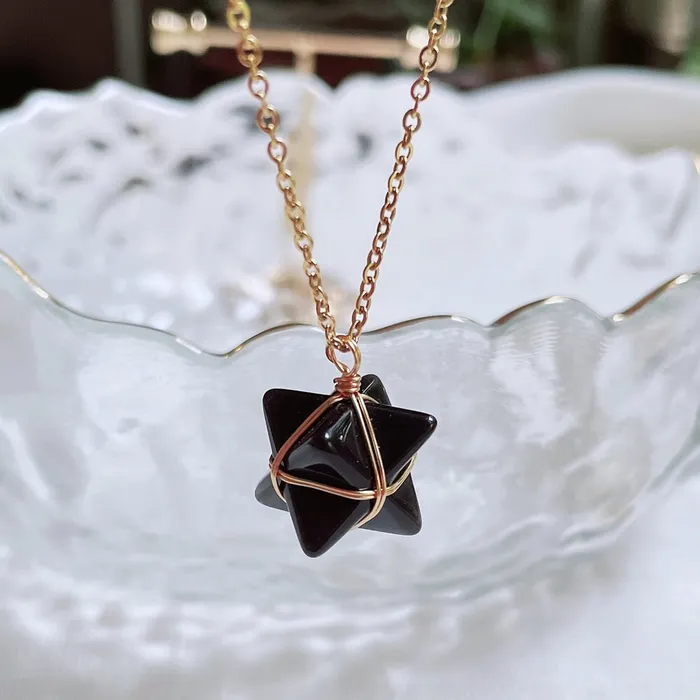 Life Changing Energy Necklaces Merkaba Crystal Stone Pendant Necklace Steel Chain
