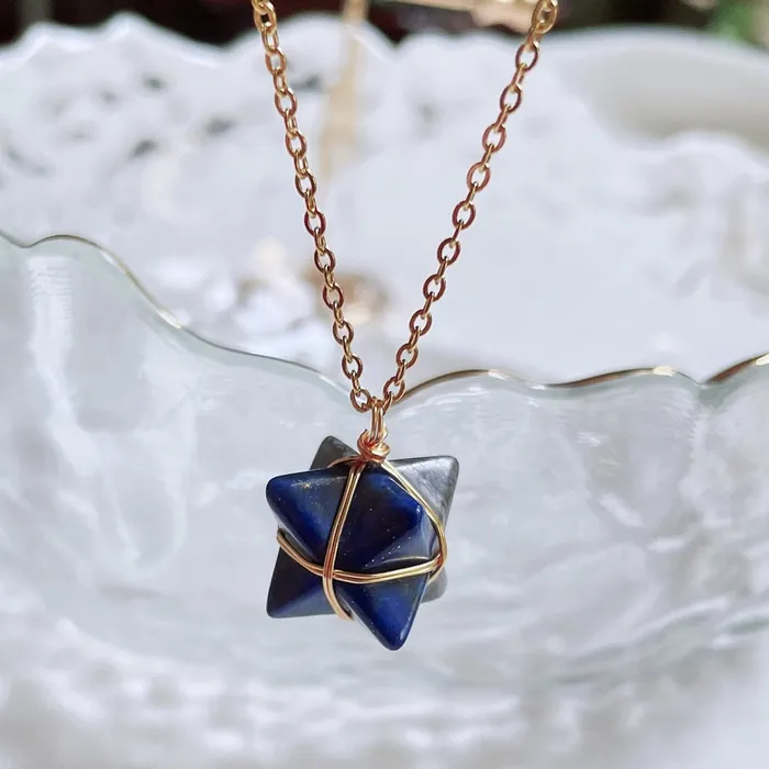 Life Changing Energy Necklaces Merkaba Crystal Stone Pendant Necklace Steel Chain