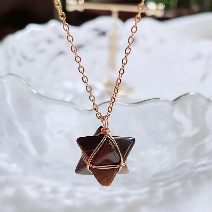Life Changing Energy Necklaces Merkaba Crystal Stone Pendant Necklace Steel Chain