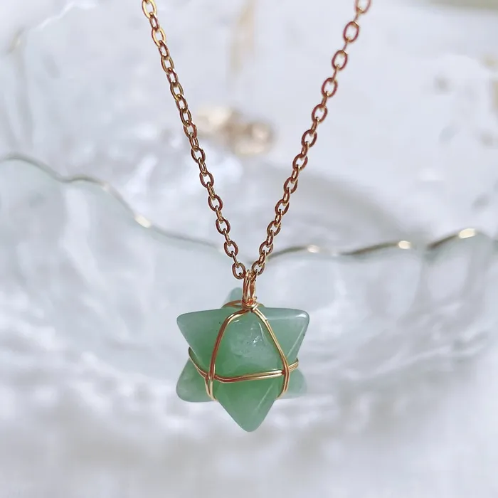 Life Changing Energy Necklaces Merkaba Crystal Stone Pendant Necklace Steel Chain