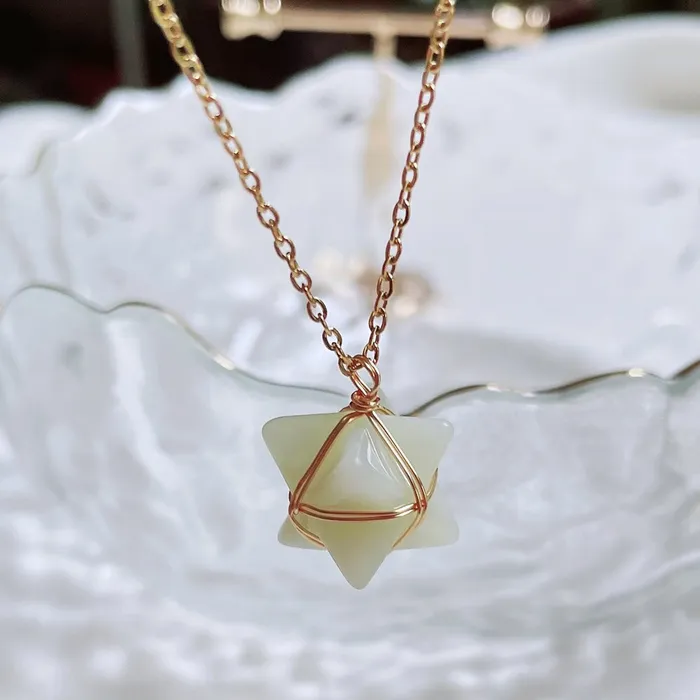 Life Changing Energy Necklaces Merkaba Crystal Stone Pendant Necklace Steel Chain