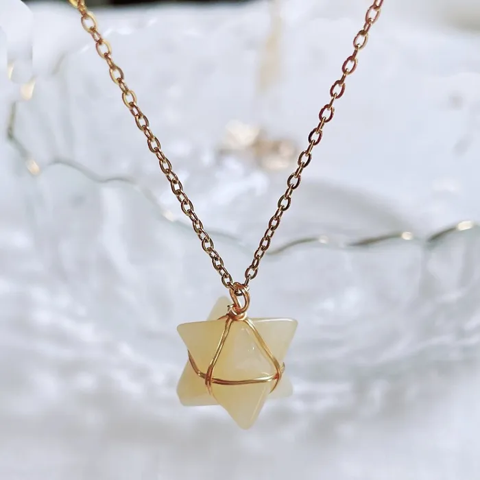 Life Changing Energy Necklaces Merkaba Crystal Stone Pendant Necklace Steel Chain