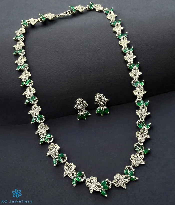 Marcasite Earrings The Gemstone Grace Silver Marcasite Necklace Earrings Green