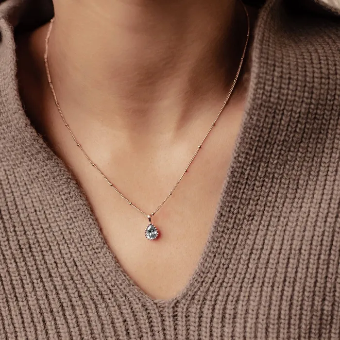 March Aquamarine Birthstone Necklace Sterling Silver Hey Happiness Necklaces