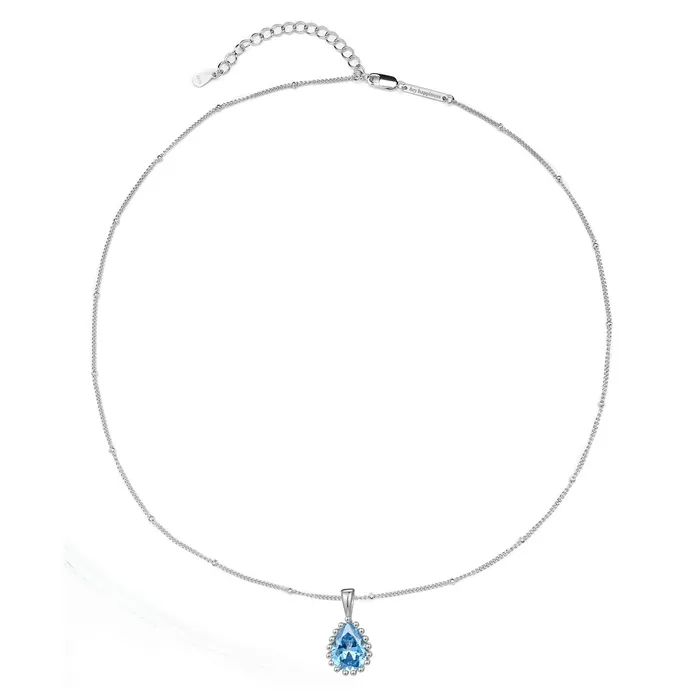 March Aquamarine Birthstone Necklace Sterling Silver Hey Happiness Necklaces