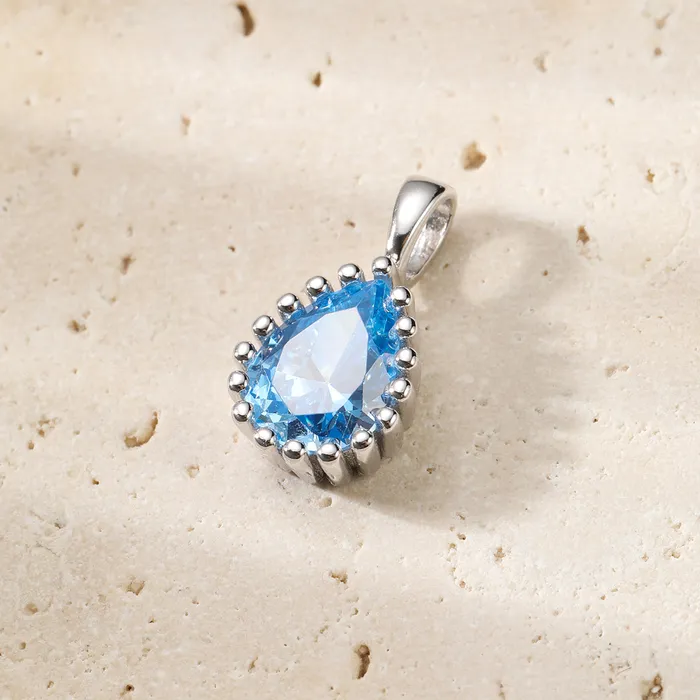 March Aquamarine Birthstone Necklace Sterling Silver Hey Happiness Necklaces