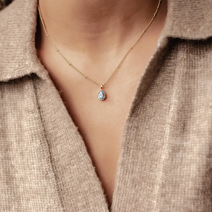March Aquamarine Birthstone Necklace Sterling Silver Hey Happiness Necklaces