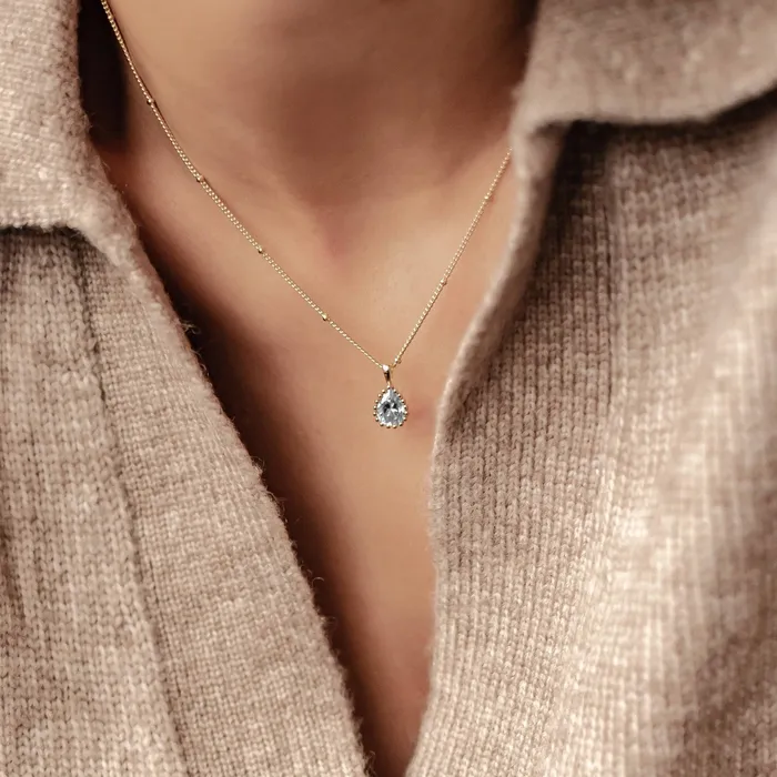 March Aquamarine Birthstone Necklace Sterling Silver Hey Happiness Necklaces