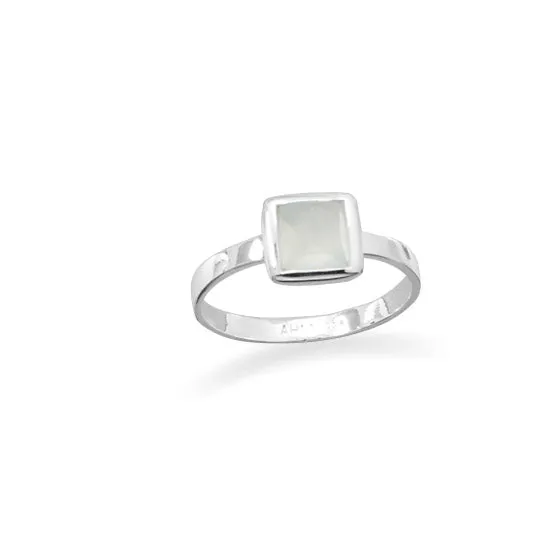 MMA Rings MMA Small Square Sea Green Chalcedony Stackable RingSize 6