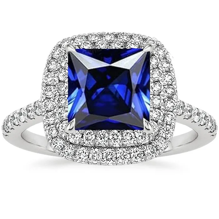 Natural Earth Mined Diamond Engagement Ring Double Halo Blue Sapphire 7 Carats White Gold HarryChadEntcom Rings Natural Earth Mined Diamond Engagement Ring Double Halo Blue Sapphire 7 Carats White Gold HarryChadEntcom Rings