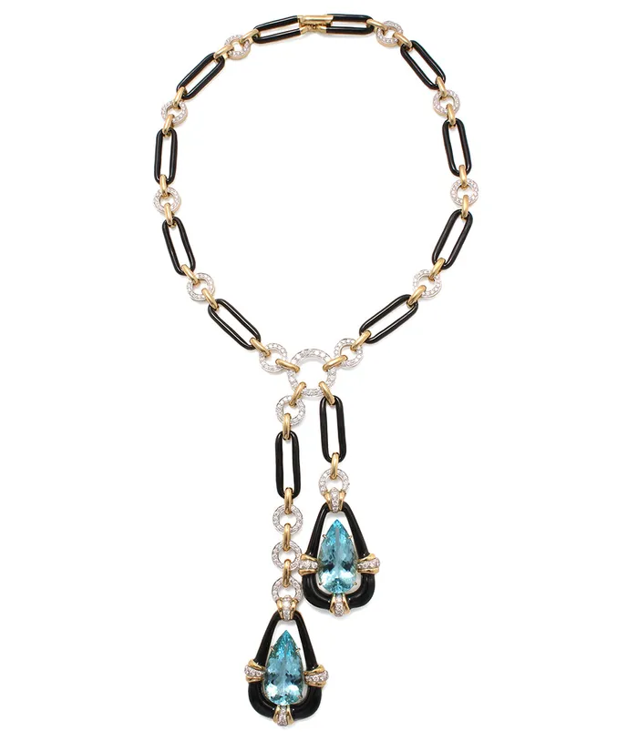 Necklaces David Webb Paper Clip Necklace with Dual Drops
