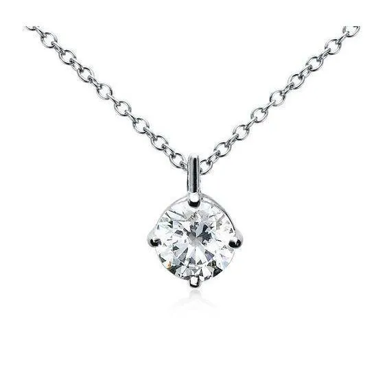 Necklaces GB 1 Carat Prong Solitaire Round Natural Earth Mined Diamond Necklace Pendant White Gold 14K Necklaces GB 1 Carat Prong Solitaire Round Natural Earth Mined Diamond Necklace Pendant White Gold 14K