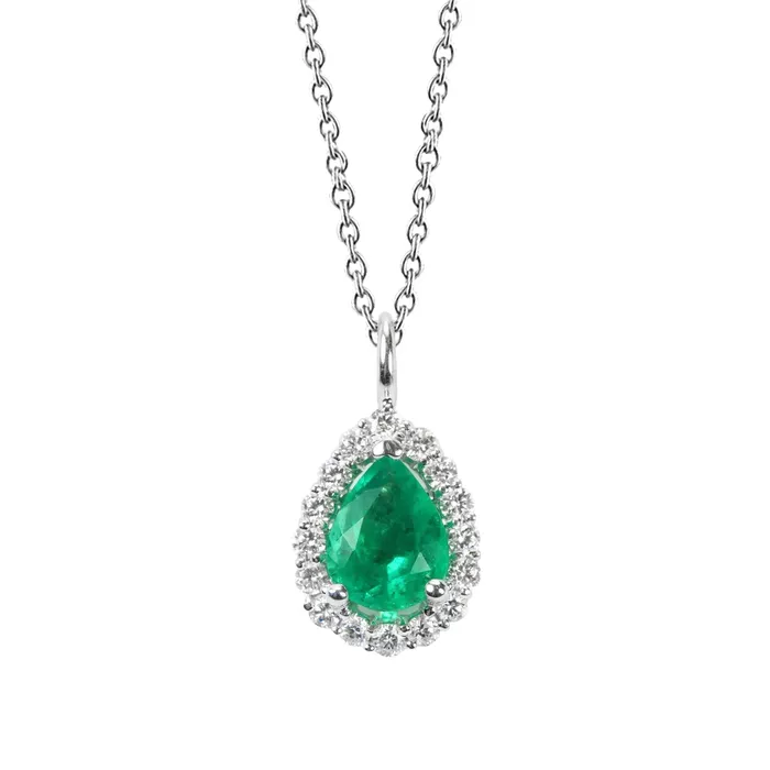 Necklaces GB 350 Carats Green Emerald With Natural Earth Mined Diamond Gemstone Pendant White Gold 14K Necklaces GB 350 Carats Green Emerald With Natural Earth Mined Diamond Gemstone Pendant White Gold 14K