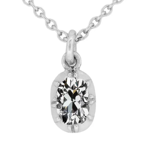 Necklaces HarryChadEntcom Antique Cut Mined Diamond Oval Pendant 2 Ct VS1 White Gold