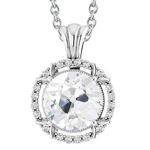 Necklaces HarryChadEntcom Antique Style Natural Earth Mined Diamond Pendant Slide 6 Carats With Chain