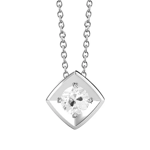 Necklaces HarryChadEntcom Gold 14K Natural Earth Mined Diamond Square Pendant With Chain Round Old Cut 1 Carat