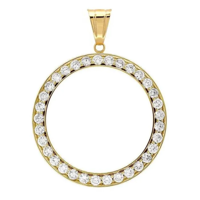 Necklaces HarryChadEntcom Half Natural Earth Mined Diamond Bezel Dollar Pendant 1 Carat Coin not included Gold 14K