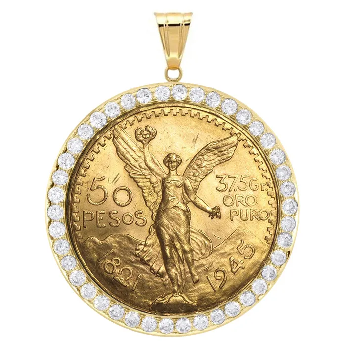 Necklaces HarryChadEntcom Half Natural Earth Mined Diamond Bezel Dollar Pendant 1 Carat Coin not included Gold 14K Necklaces HarryChadEntcom Half Natural Earth Mined Diamond Bezel Dollar Pendant 1 Carat Coin not included Gold 14K