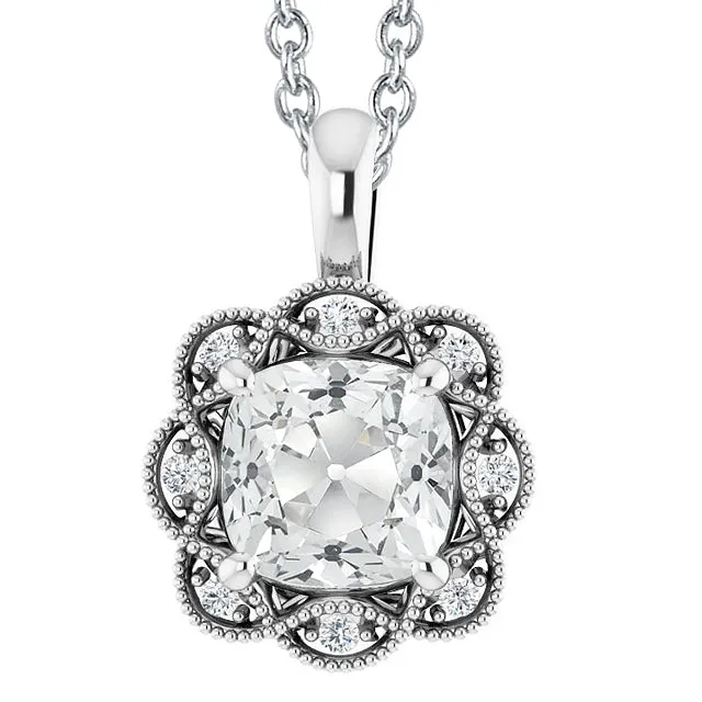 Necklaces HarryChadEntcom Halo Cushion Old Mine Cut Real Natural Earth Mined Diamond Slide Pendant 6 Carats Milgrain Gold Necklaces HarryChadEntcom Halo Cushion Old Mine Cut Real Natural Earth Mined Diamond Slide Pendant 6 Carats Milgrain Gold