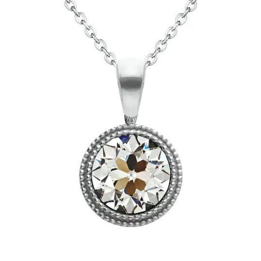 Necklaces HarryChadEntcom Ladies Necklace 2 Ct Old Miner Diamond Bezel White Gold