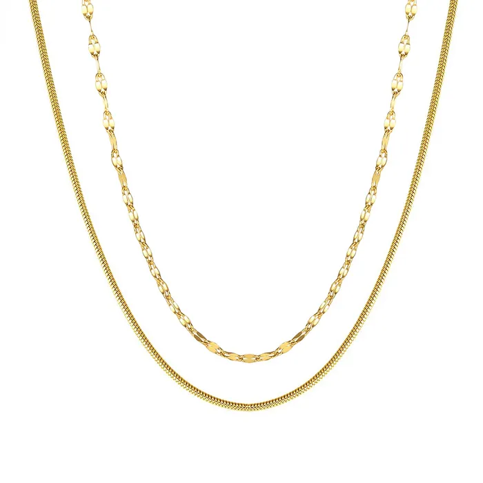 Necklaces Hey Happiness Rolo and Snake Chain Necklace Set