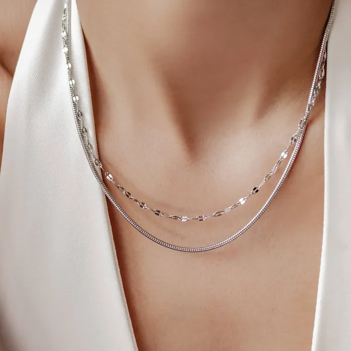 Necklaces Hey Happiness Rolo and Snake Chain Necklace Set Necklaces Hey Happiness Rolo and Snake Chain Necklace Set