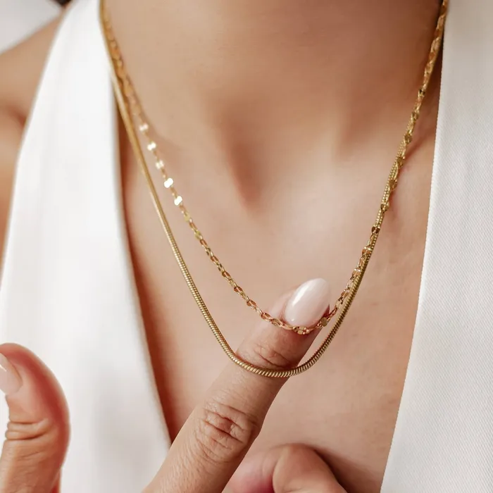 Necklaces Hey Happiness Rolo and Snake Chain Necklace Set Necklaces Hey Happiness Rolo and Snake Chain Necklace Set