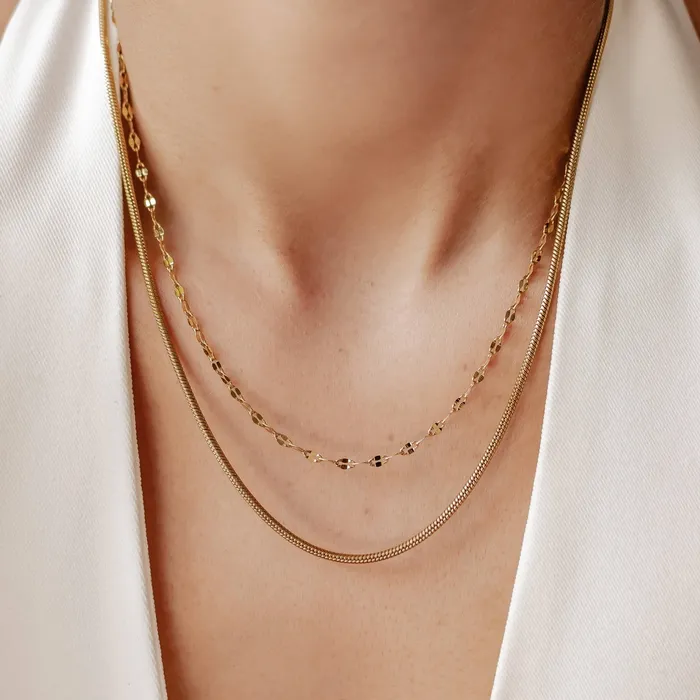 Necklaces Hey Happiness Rolo and Snake Chain Necklace Set Necklaces Hey Happiness Rolo and Snake Chain Necklace Set