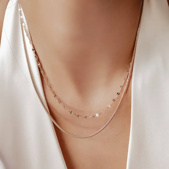 Necklaces Hey Happiness Rolo and Snake Chain Necklace Set Necklaces Hey Happiness Rolo and Snake Chain Necklace Set