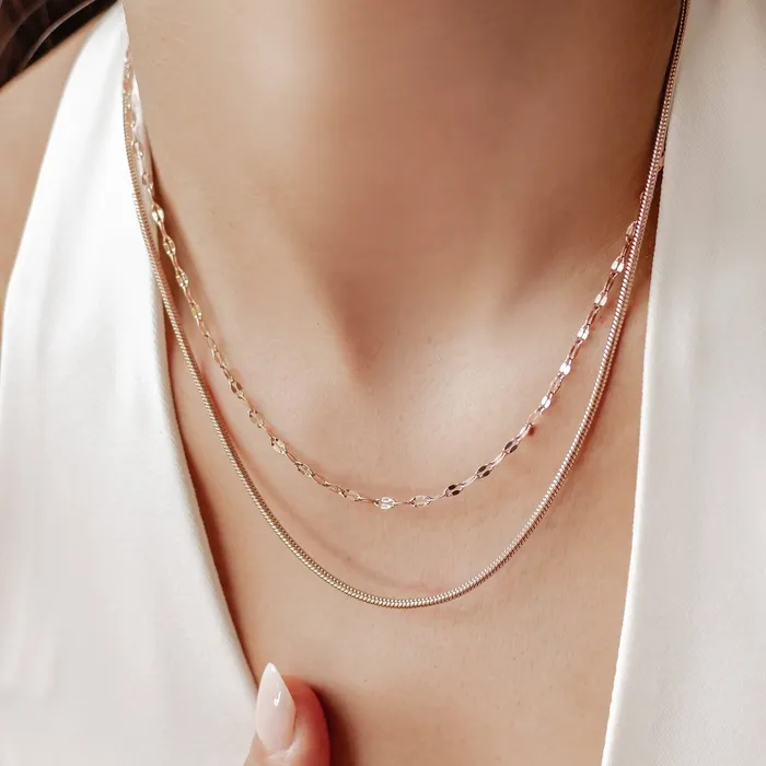 Necklaces Hey Happiness Rolo and Snake Chain Necklace Set Necklaces Hey Happiness Rolo and Snake Chain Necklace Set