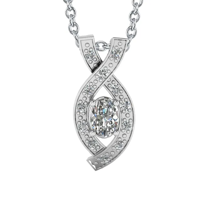 Necklaces Oval Round Shaped Natural Earth Mined Diamond Entwine Pendant Necklace 270 Carat WG 14K GB Necklaces Oval Round Shaped Natural Earth Mined Diamond Entwine Pendant Necklace 270 Carat WG 14K GB