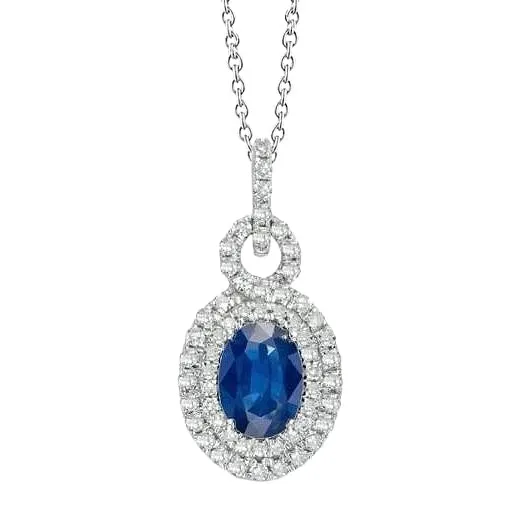 Necklaces Pendant Necklace Ceylon Blue Sapphire Natural Earth Mined Diamond 3 Carats White Gold 14K GB Necklaces Pendant Necklace Ceylon Blue Sapphire Natural Earth Mined Diamond 3 Carats White Gold 14K GB