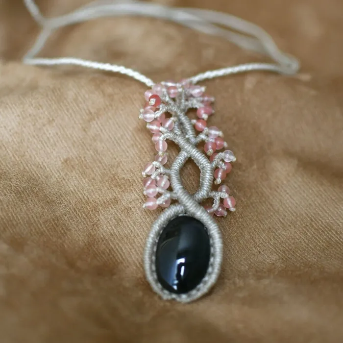 Necklaces Pink Tree of Life Macrame Necklace Mother Sierra