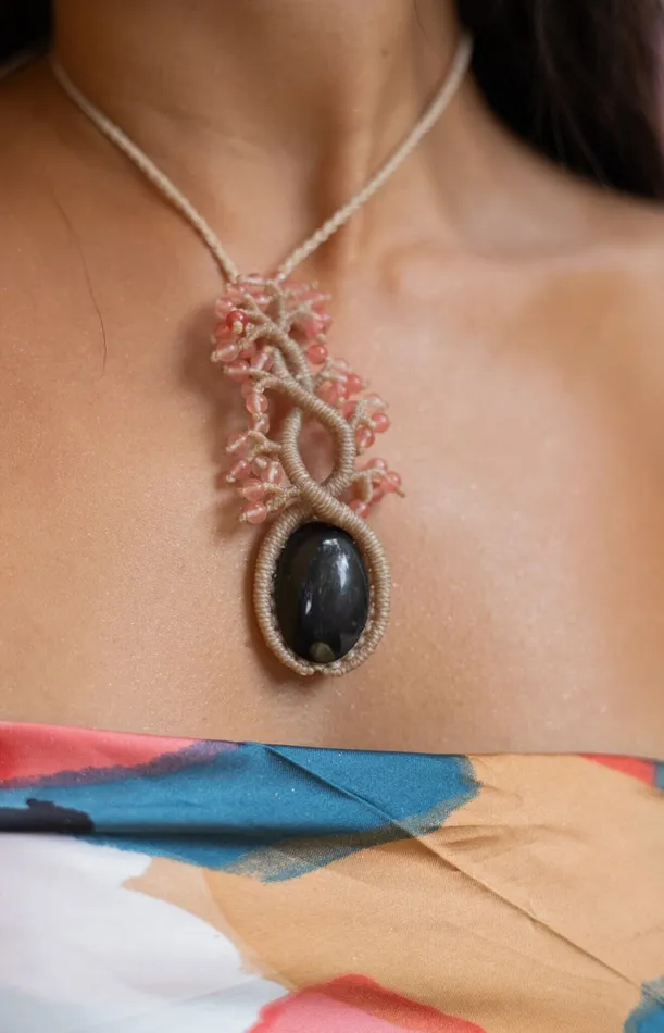 Necklaces Pink Tree of Life Macrame Necklace Mother Sierra